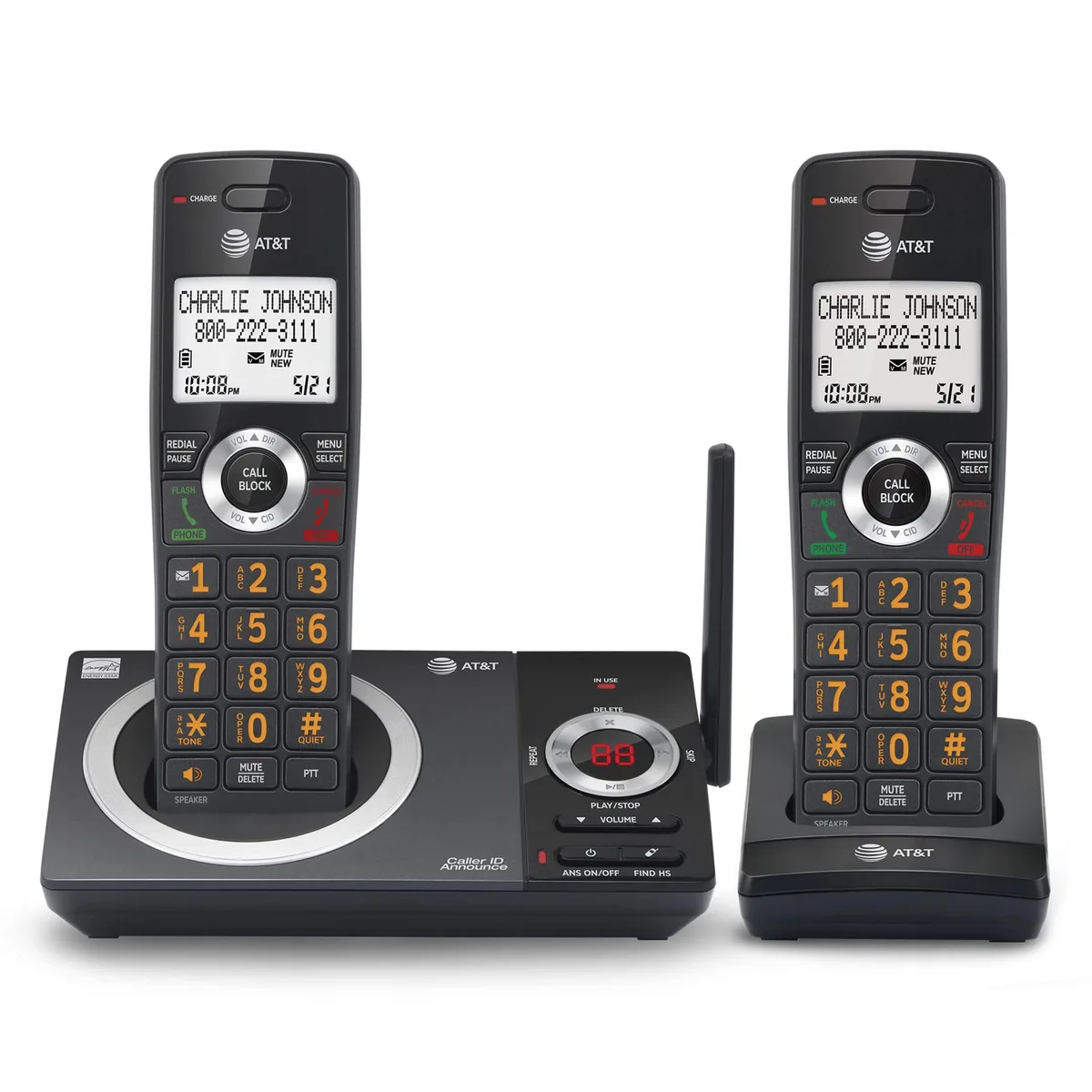  AT&amp;T CL82219 DECT 6.0 2-Handset Cordless Phone, Black — product photo