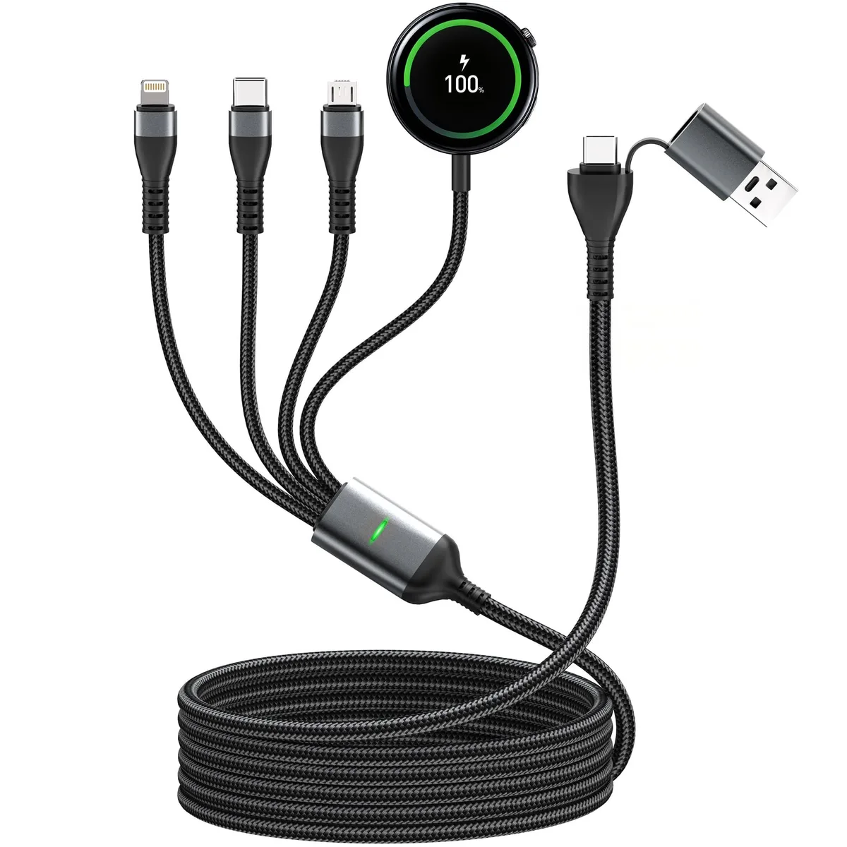GE 100W 4-in-1 Magnetic Watch & Phone Cable 25 ft Black — product photo