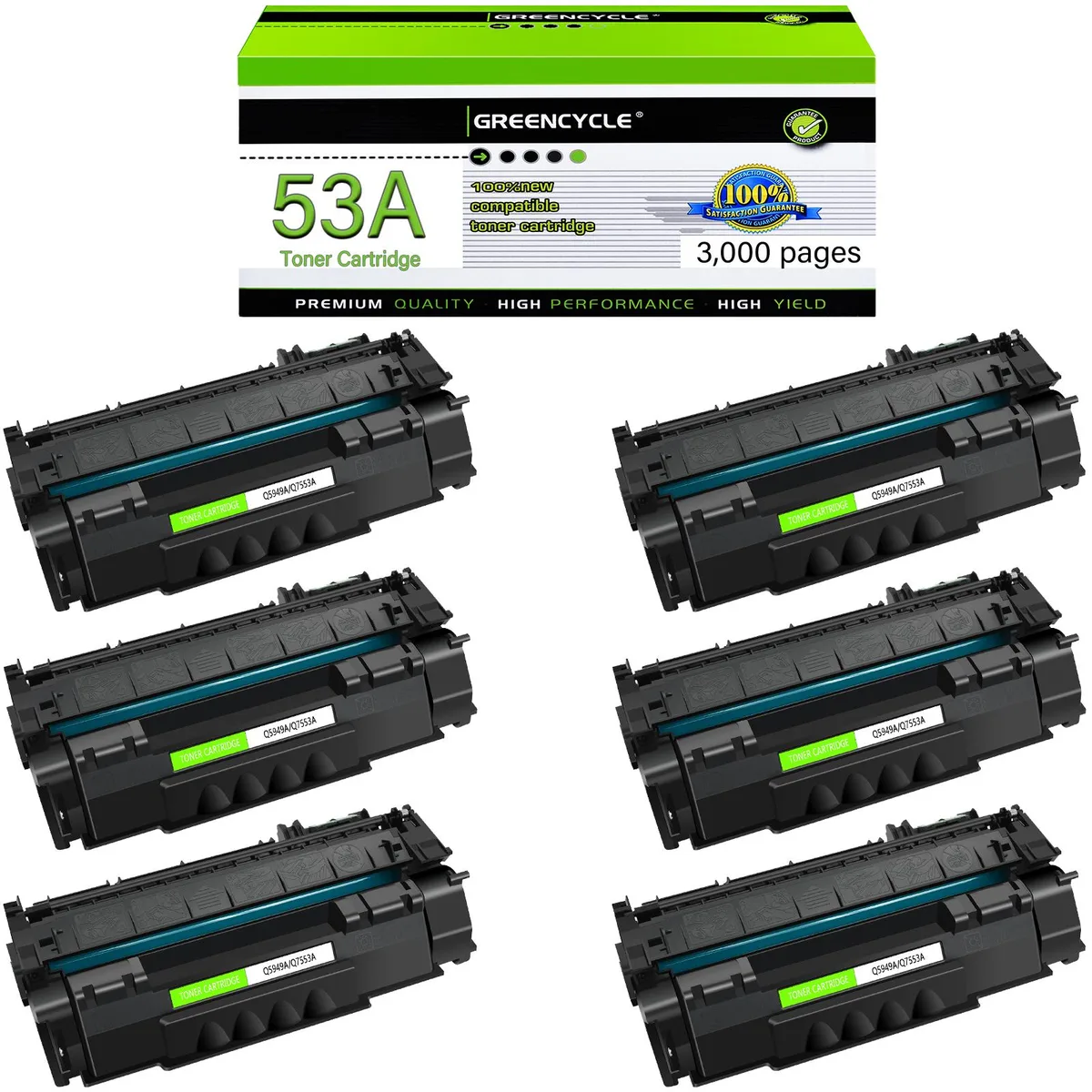 GREENCYCLE GREENCYCLE Q7553A Black Toner Cartridge 6 Pack 3000 Pages — product photo