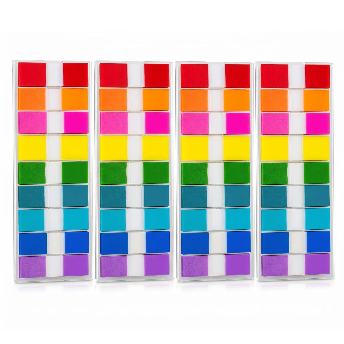 Four sheets of 0.47-inch translucent PET tabs in nine colours, 720 pieces total