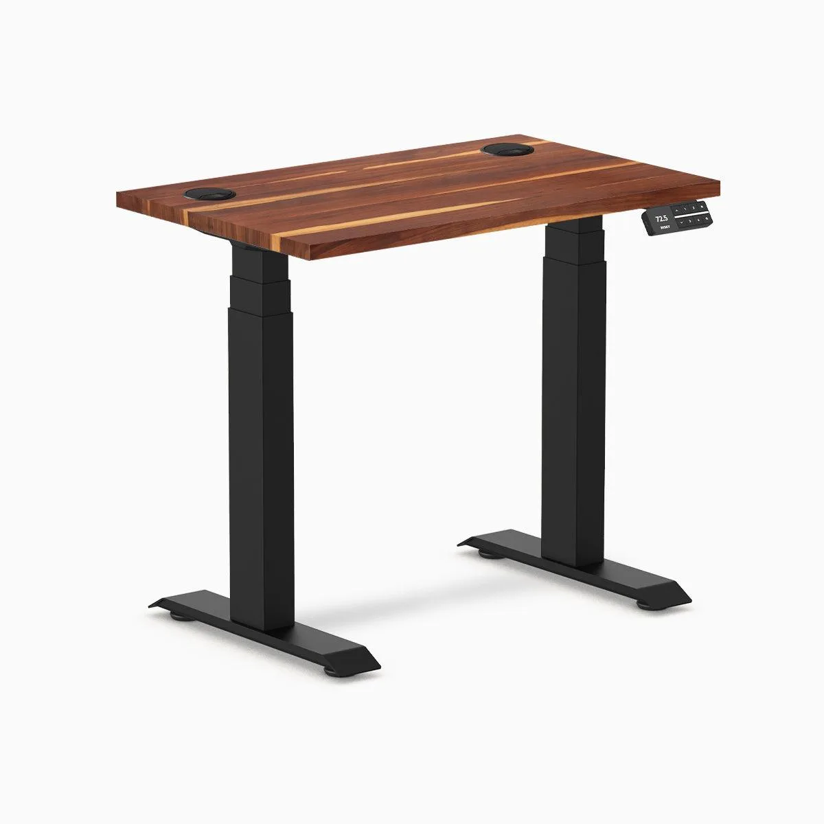 Desky Desky Dual Mini Hardwood Sit Stand Desk Pheasantwood Matte Black 32 x 20 in — product photo