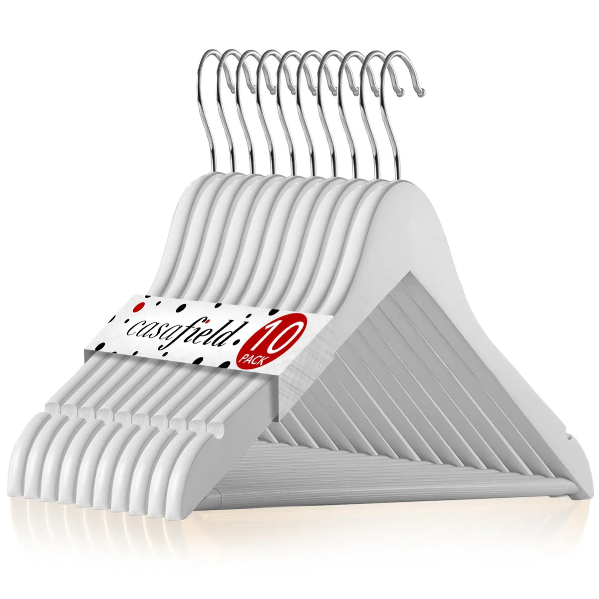 Casafield Casafield 10 White Wooden Suit Hangers — product photo