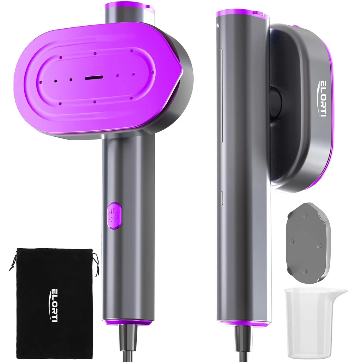  ELORTI 2-in-1 Handheld Steamer Iron 1200W 110-120V Purple — product photo