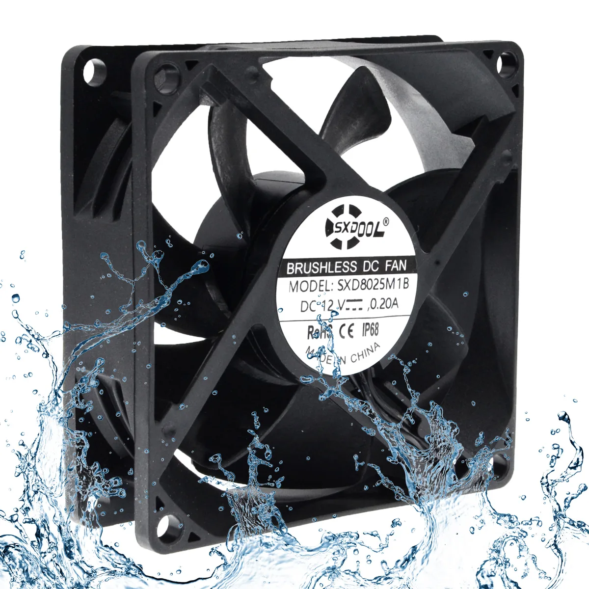 SXDOOL SXDOOL SXD8025M12B 80mm IP68 dual ball 3-pin case fan — product photo