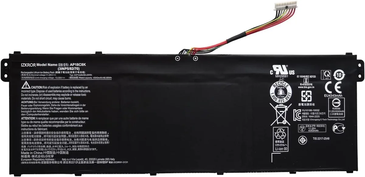 NShi NShi AP18C8K 50.29Wh 4471mAh 11.25V laptop battery — product photo