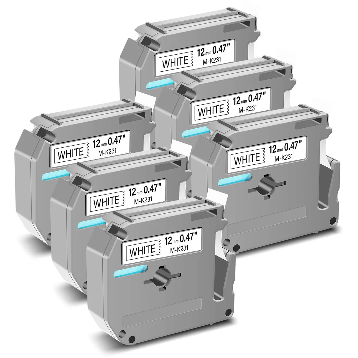 GREENCYCLE GREENCYCLE MK-231 Label Tape 12mm 26.2ft Black on White 6 Pack — product photo