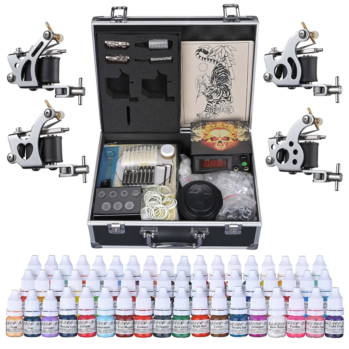 Yescom USA, Inc. Yescom USA, Inc. 68TAT004-G4SS10LCD54 Tattoo Kit 4 Guns 54 Ink Power Supply — product photo