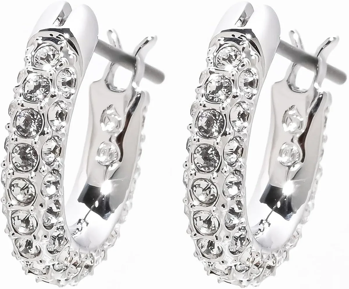 Swarovski Swarovski rhodium-plated silver hoop earrings with clear pave — product photo