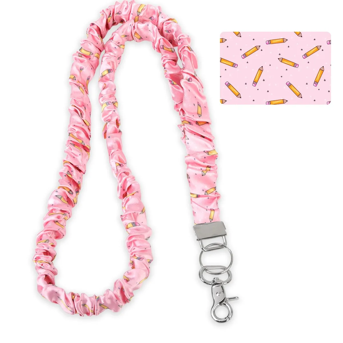  Scrunchie lanyard pink pencil 16.5 inches — product photo