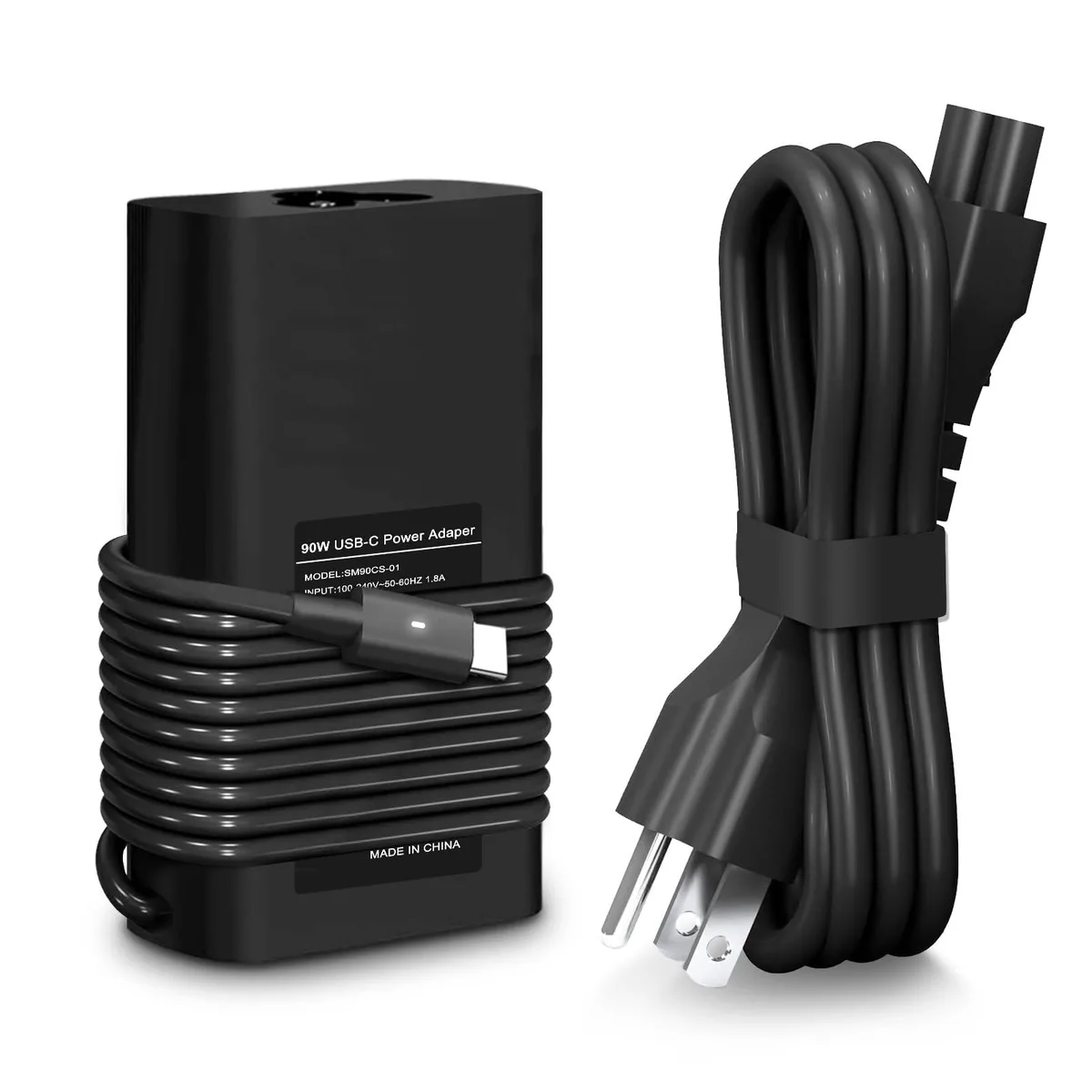 Black rectangular Dell USB-C power adapter with detachable cord
