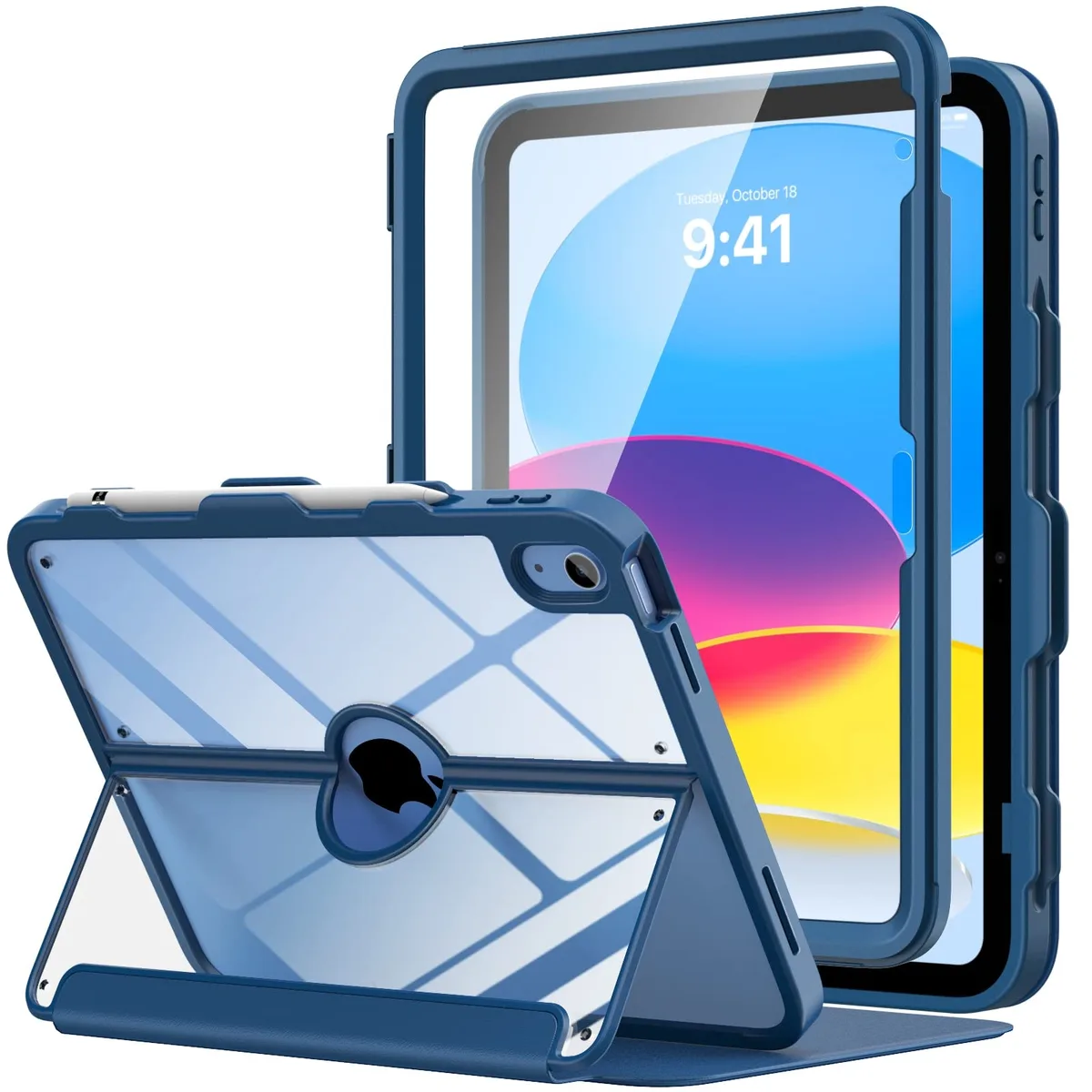  MoKo A3354 iPad 11 2025 Case with Pencil Holder Navy Blue — product photo