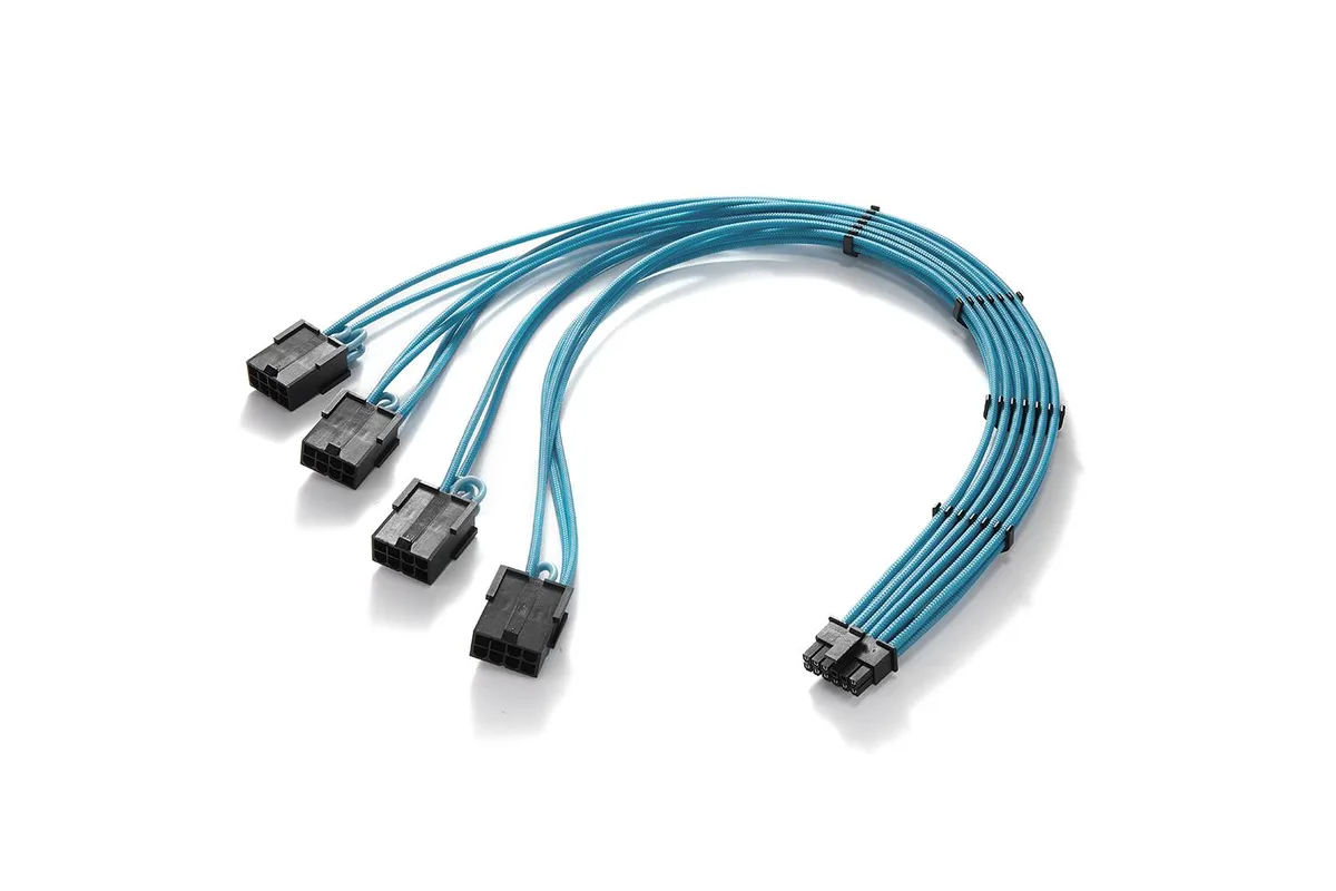 FormulaMod FormulaMod 16AWG 12VHPWR to 4x8Pin PCIe 5.0 Extension Cable 17.7in Sky-blue — product photo