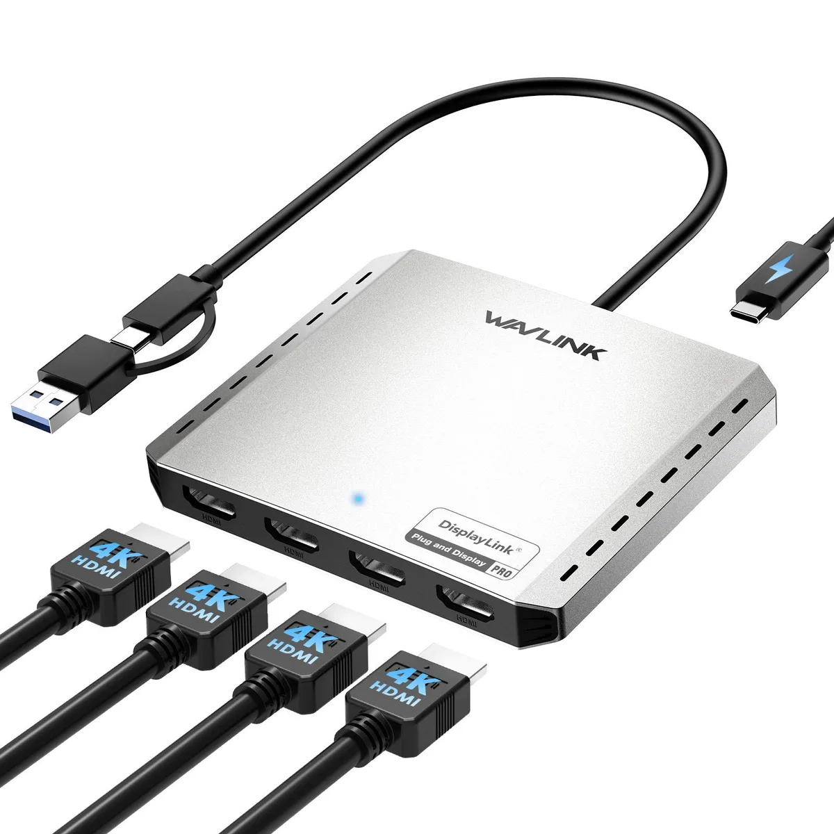 Wavlink Wavlink WL-UG7501H usb display adapter 4 hdmi 4k 60hz 85w charging — product photo