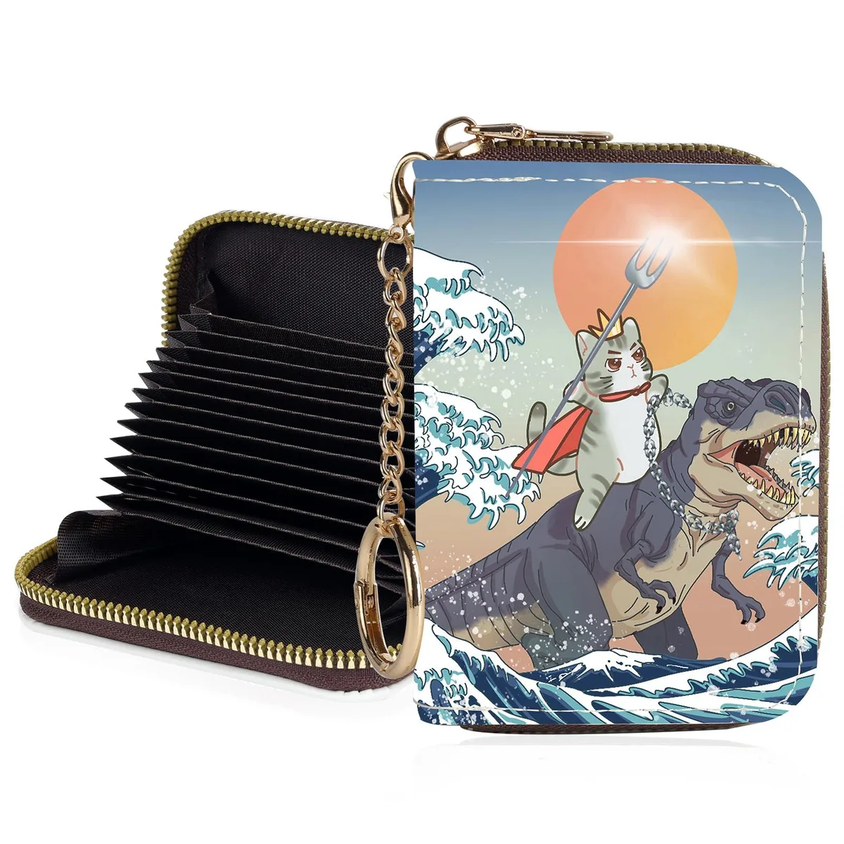  Luoycxy Zsfqb RFID Wallet 12 Card Slots Cats Dinosaurs — product photo