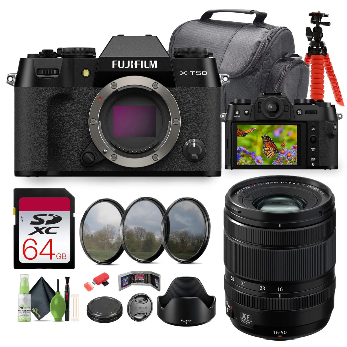 FUJIFILM FUJIFILM X-T50 40.2MP XF 16-50mm f/2.8-4.8 R LM WR Kit Black — product photo