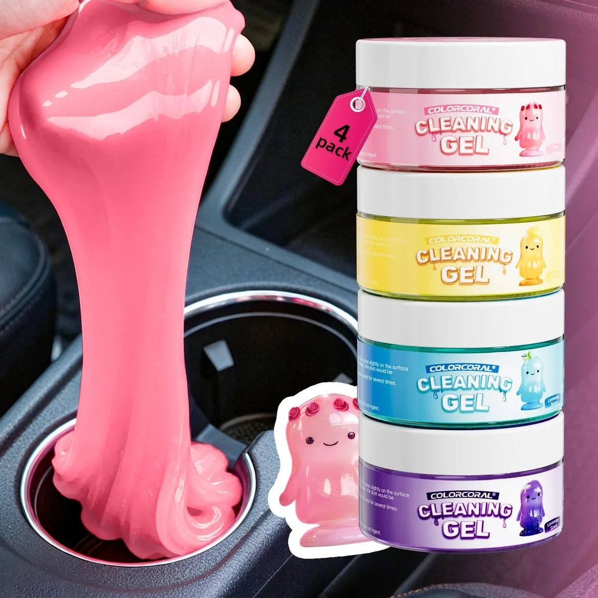  COLORCORAL Interior Care Cleaning Gel 4-Pack 400g Blue — product photo