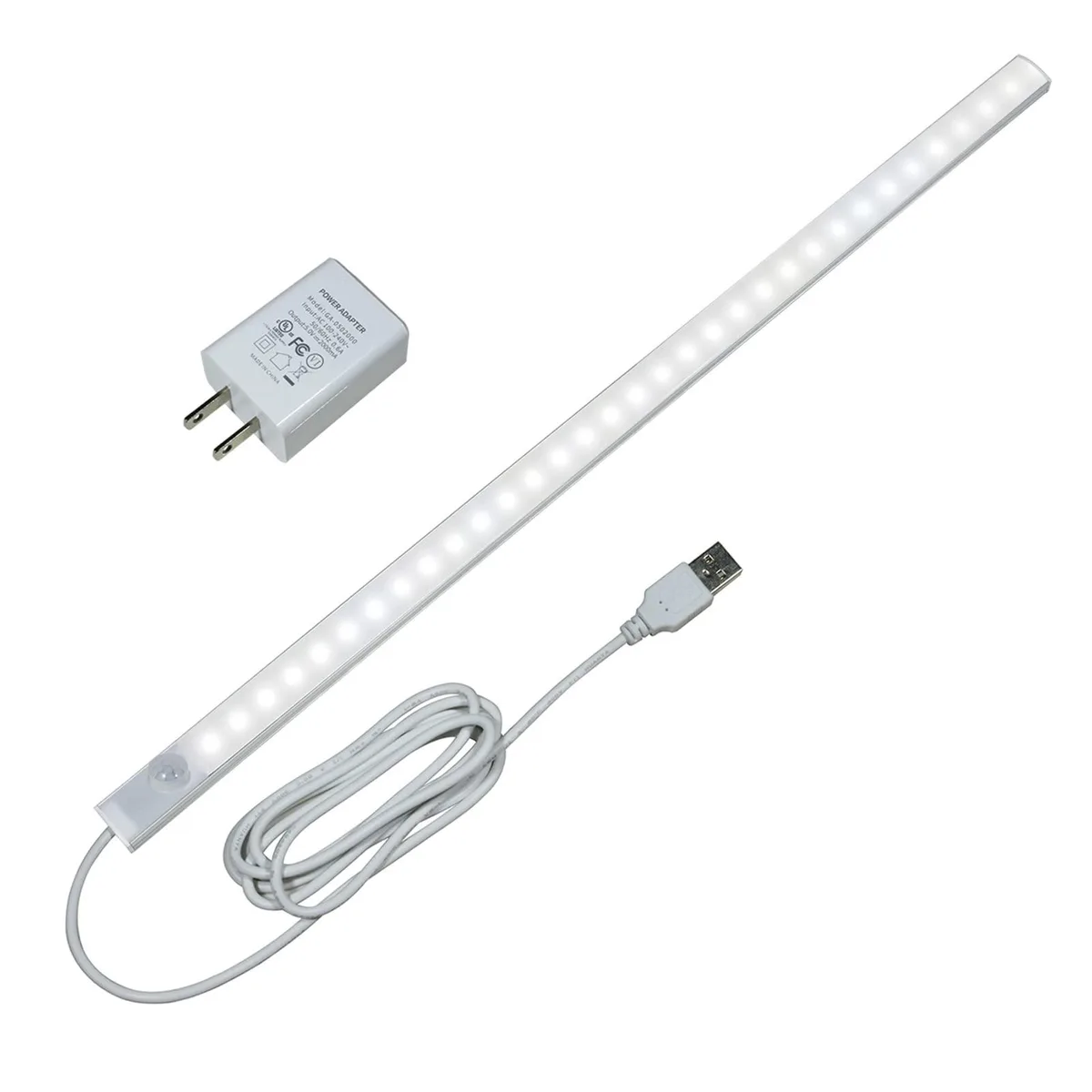 Slim 17 inch aluminum bar light in polished chrome, 0.23 inches thick