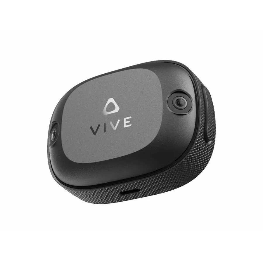 Compact white tracker with front cameras and clip mount