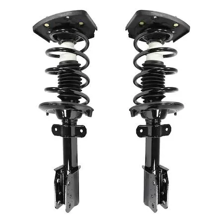Pair of silver rear strut assemblies with coiled springs and top mounts