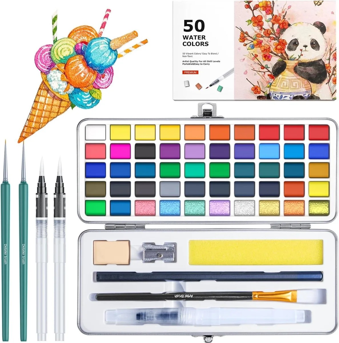  botkc YCD-100 50-color watercolor fine art set 21-piece — product photo