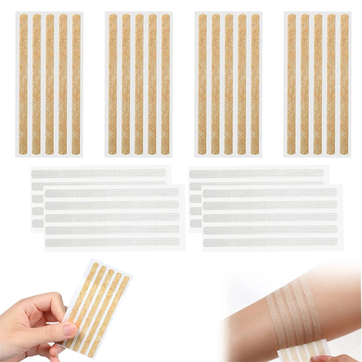 White adhesive wound closure strips, 40 sterile pieces, 6mm by 100mm, non-woven fabric