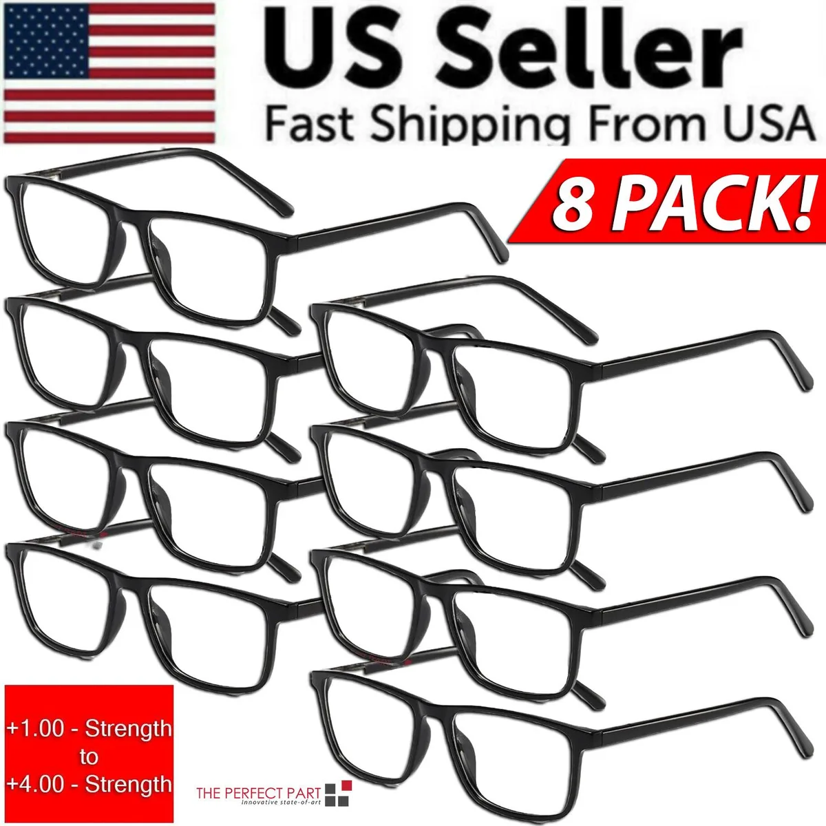 The Perfect Part The Perfect Part reading glasses 2.75 strength 8 pack black — product photo