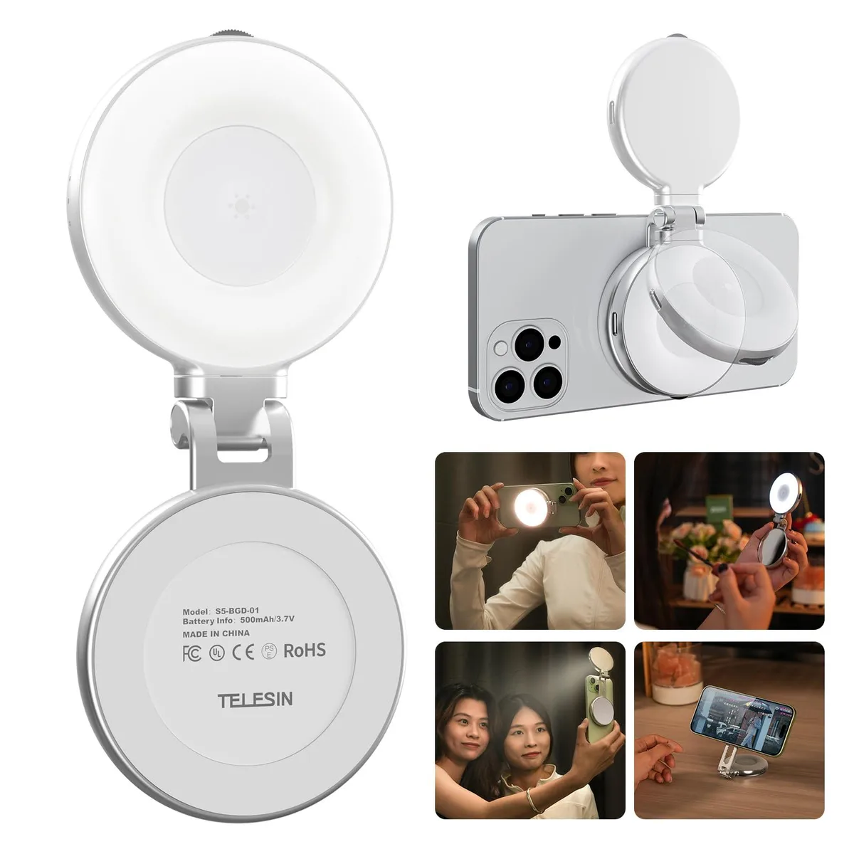  Neewer PFK-EU-S5-BGD-01 Magnetic Selfie Light CRI97 360° Silver — product photo