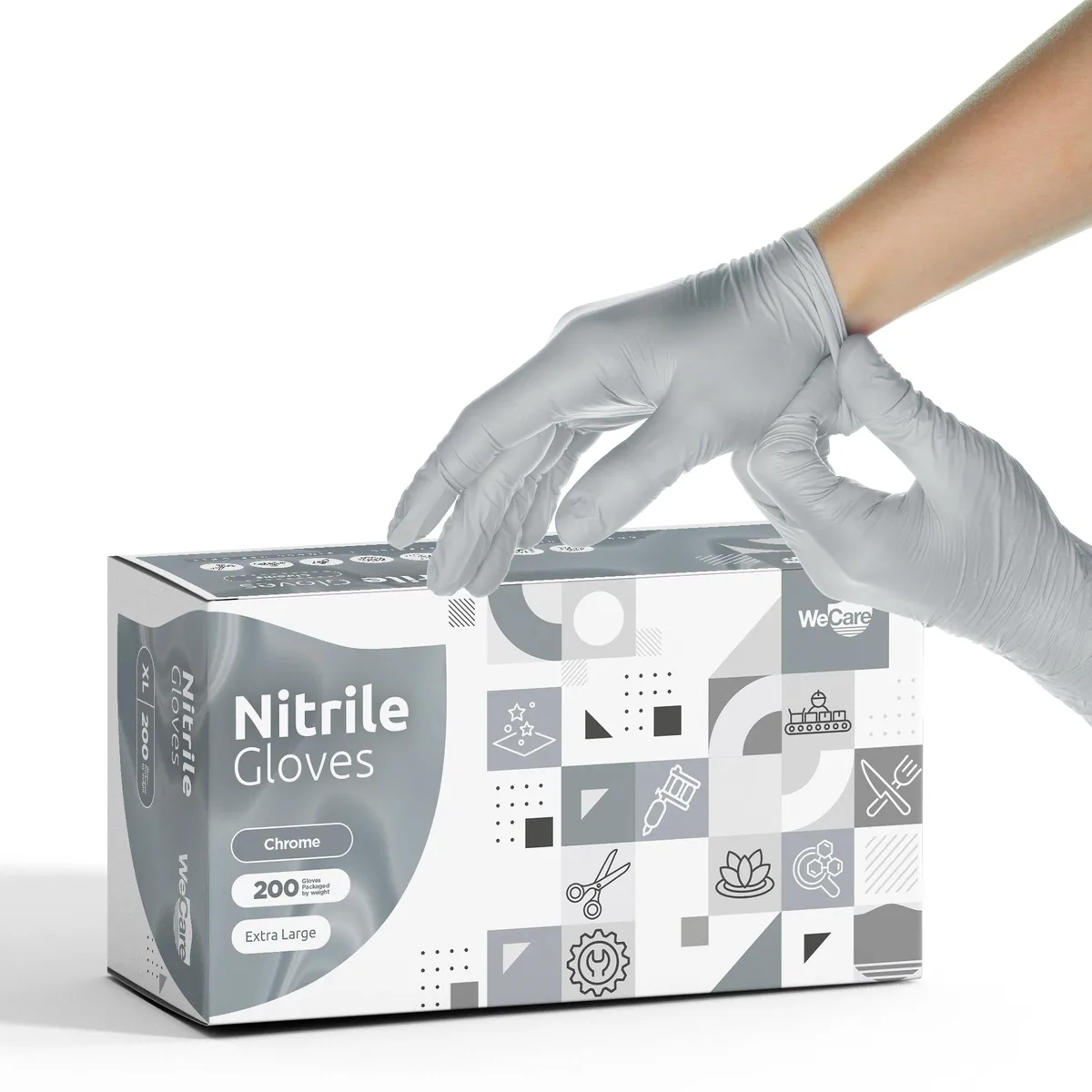 WeCare WeCare Nitrile Gloves Chrome Box of 200 XL — product photo