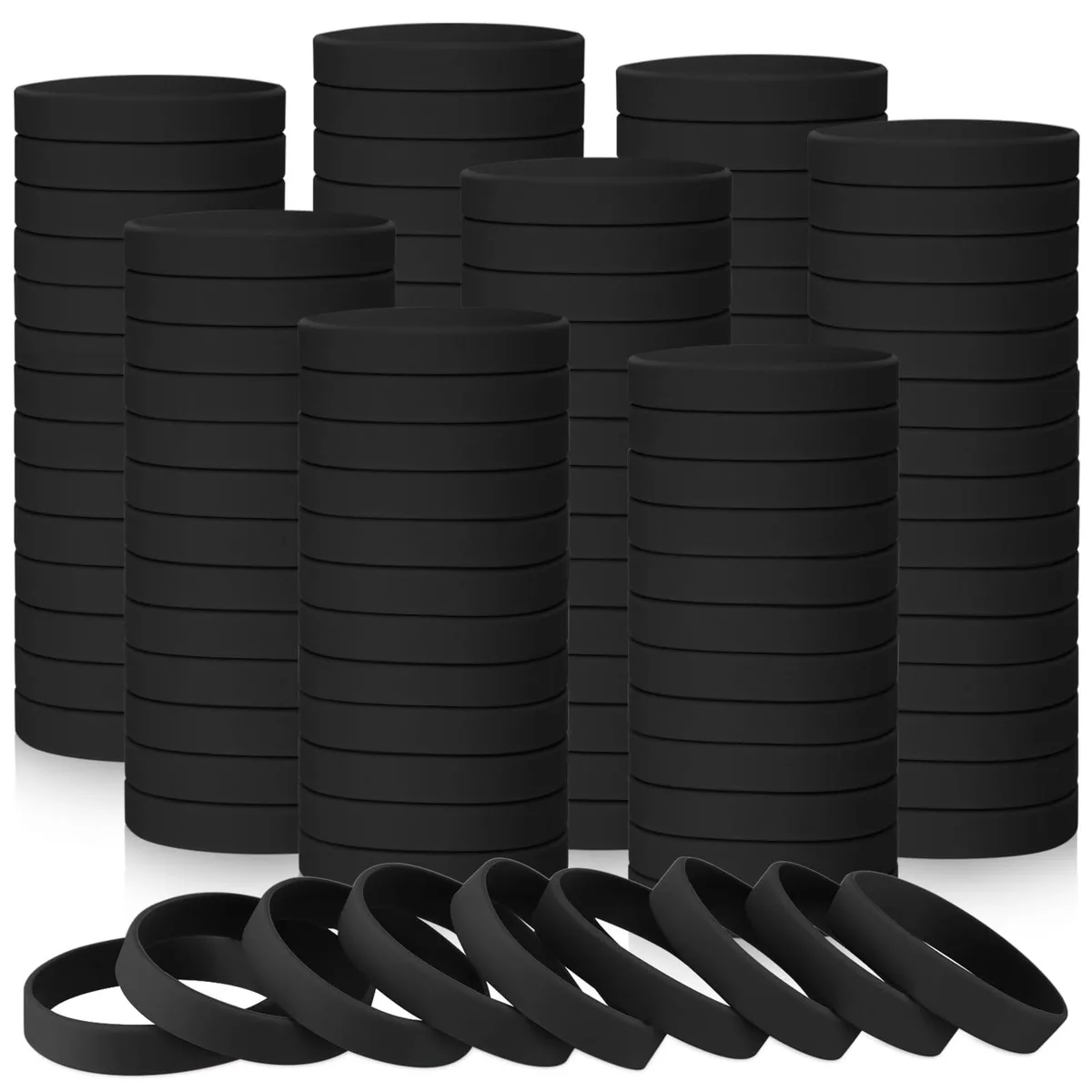  IAN-Liliful-534 Silicone Rubber Bracelet 100 Pcs 7.95 x 0.47 x 0.08 in Black — product photo