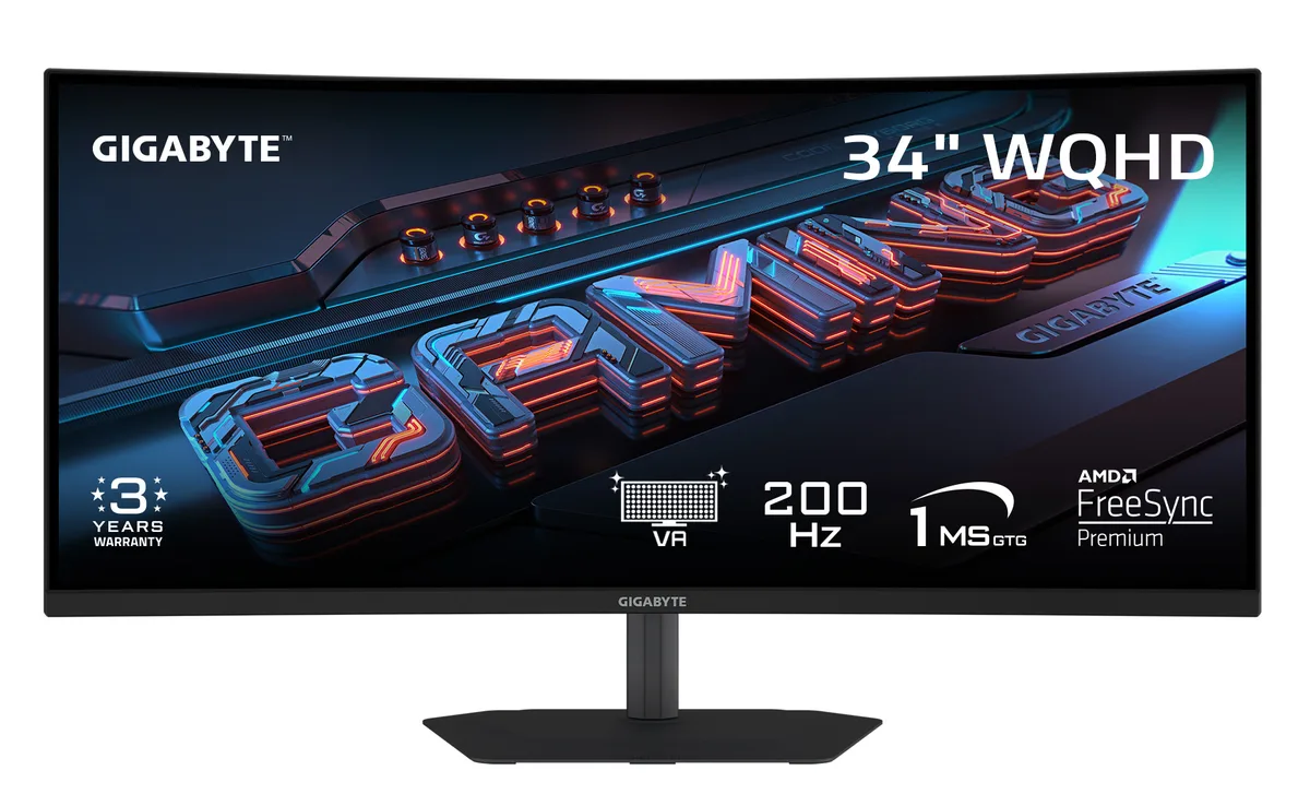 GIGABYTE GIGABYTE G34WQC2 34" 3440x1440 200Hz curved gaming monitor — product photo