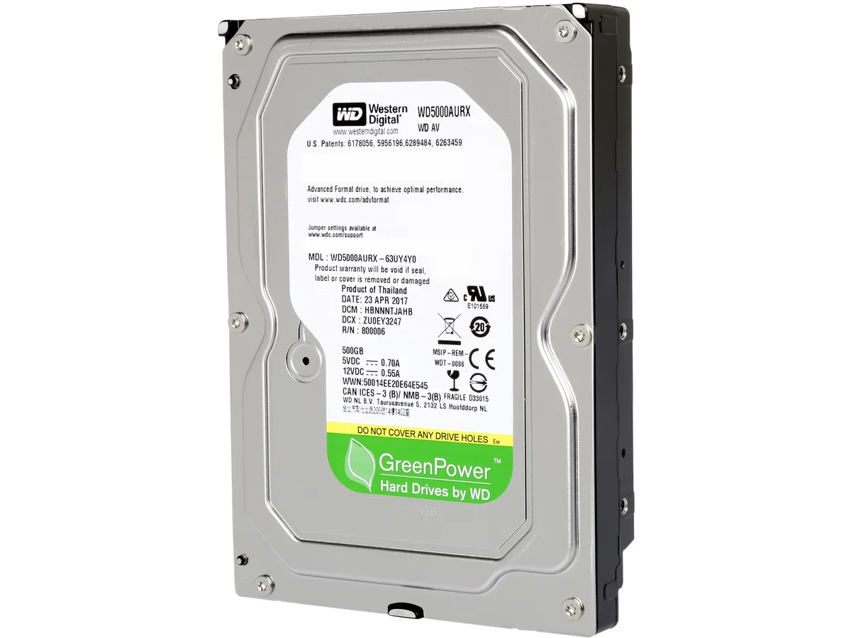 Western Digital Western Digital WD5000AURX 500GB 64MB SATA 6.0Gb/s 3.5" internal hard drive — product photo