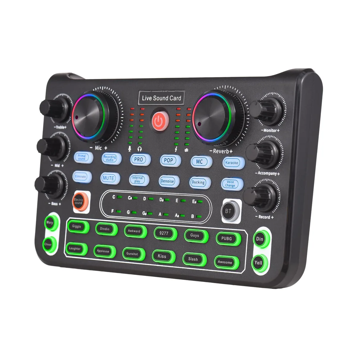 _Mega Brand _Mega Brand Audio Mixer 2ch 44.1kHz 16bit 8knobs 31btns 70LED 500mAh 230g Black — product photo