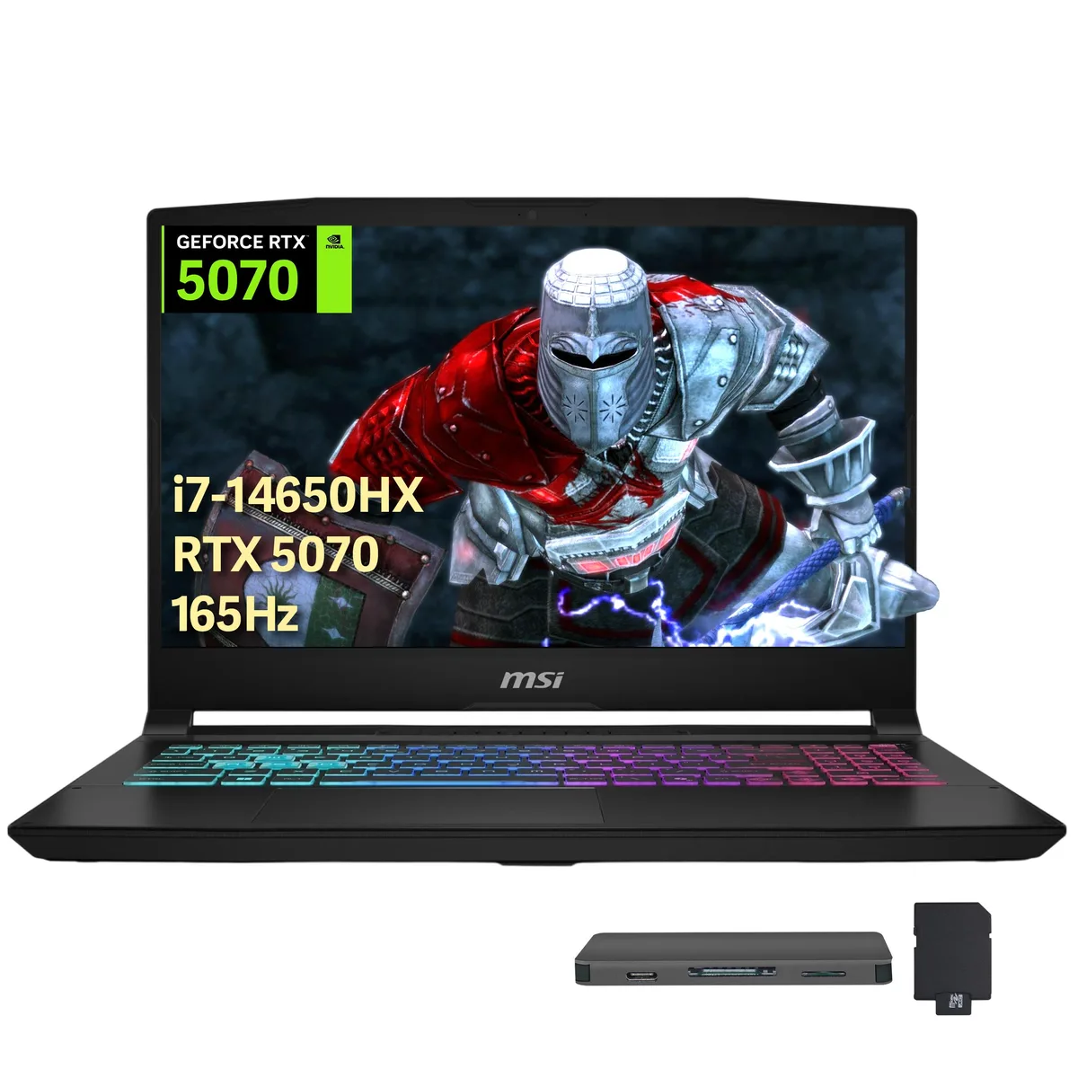 MSI MSI Katana 15.6" QHD 165Hz gaming laptop i7-14650HX RTX 5070 64GB 2TB 1TB dock — product photo