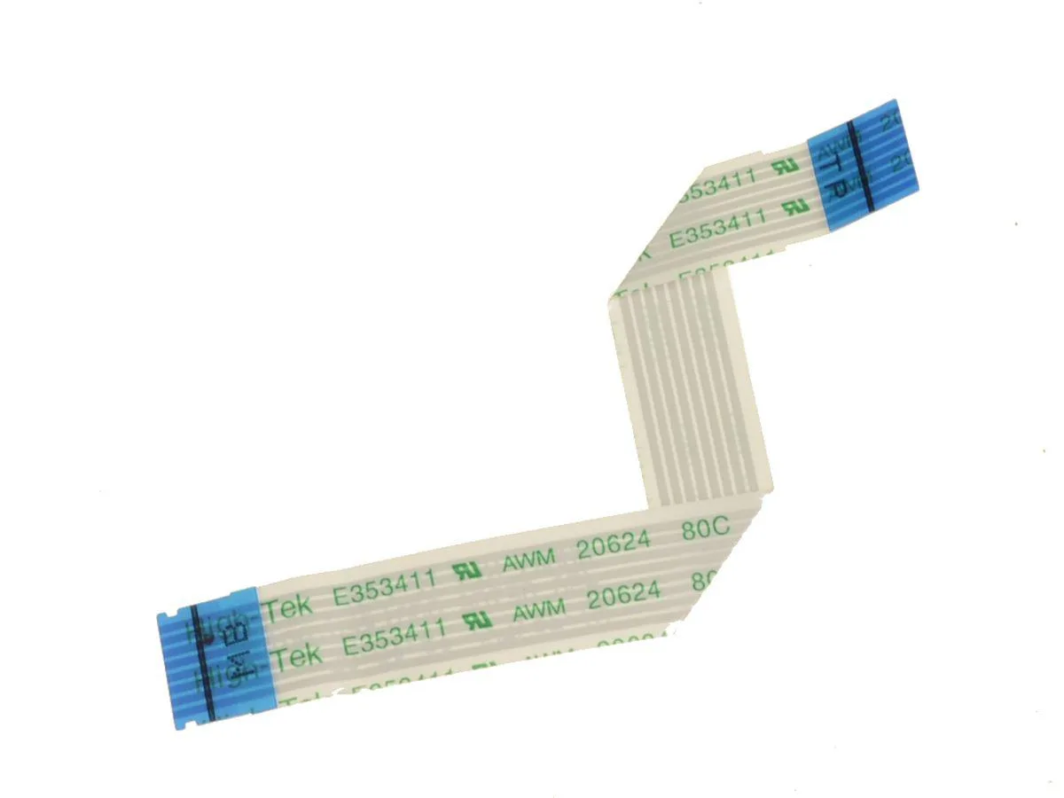 Flat orange flex ribbon cable with gold contacts on both ends