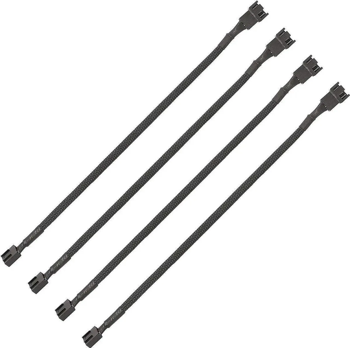 Vszerda Vszerda PWM Fan Extension Cable 10.5 inch 3 Pin 4 Pin Black Nylon Braided 4 Pack — product photo