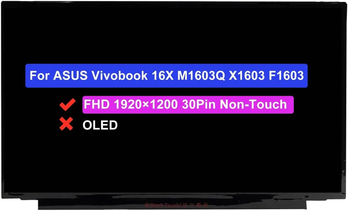 NUOLAISUN NUOLAISUN 16.0" laptop screen 1920×1200 60Hz 30Pin for Vivobook 16X M1603QA-DS52 — product photo