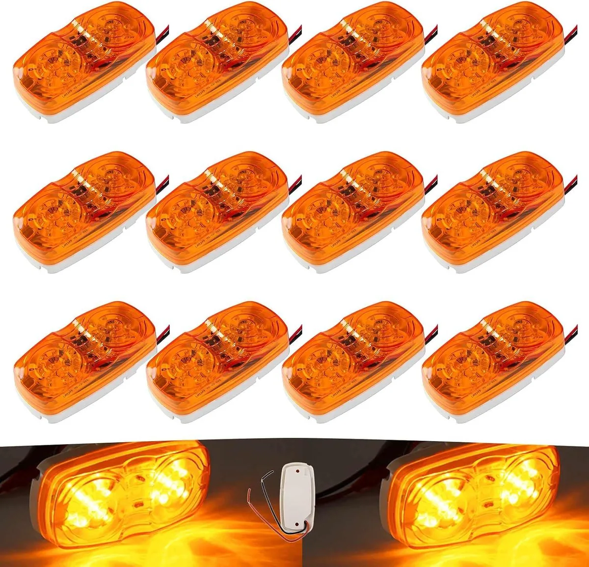 BFKK BFKK Amber RV Marker Light 10 LED 4x2 12 Pcs IP67 — product photo
