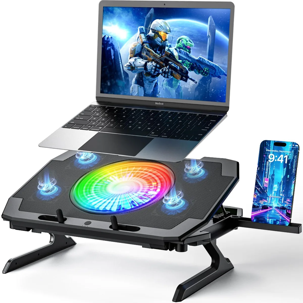 DNBeffulgent DNBeffulgent LP-2 Laptop Cooling Pad 140mm RGB 5 Fans 15-21 Inch — product photo