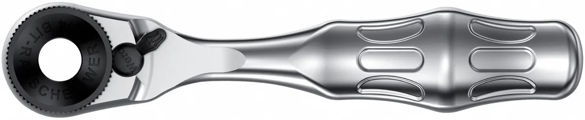 Wera 1/4 inch pear-head ratchet, satin alloy steel, 60 teeth, 17 32 mm overall length