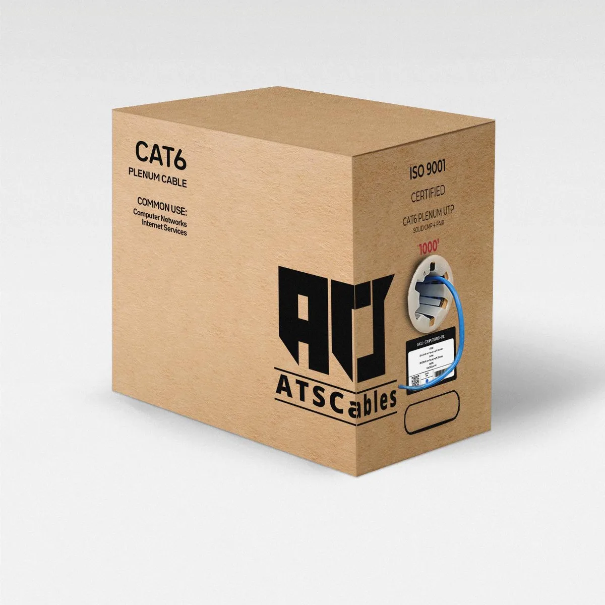 ATS Cables ATS Cables Cat6 Plenum 1000ft 550MHz 23AWG Blue — product photo