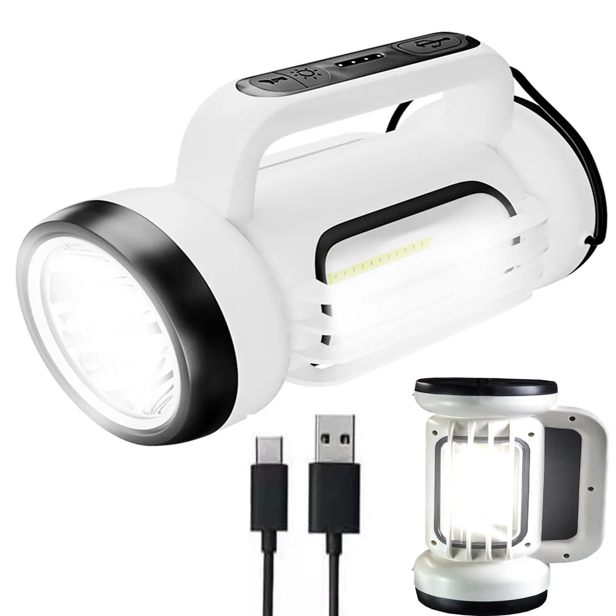 DNBeffulgent DNBeffulgent Handheld LED Searchlight 16000LM 800m 5 Modes USB Power Bank IPX4 White — product photo