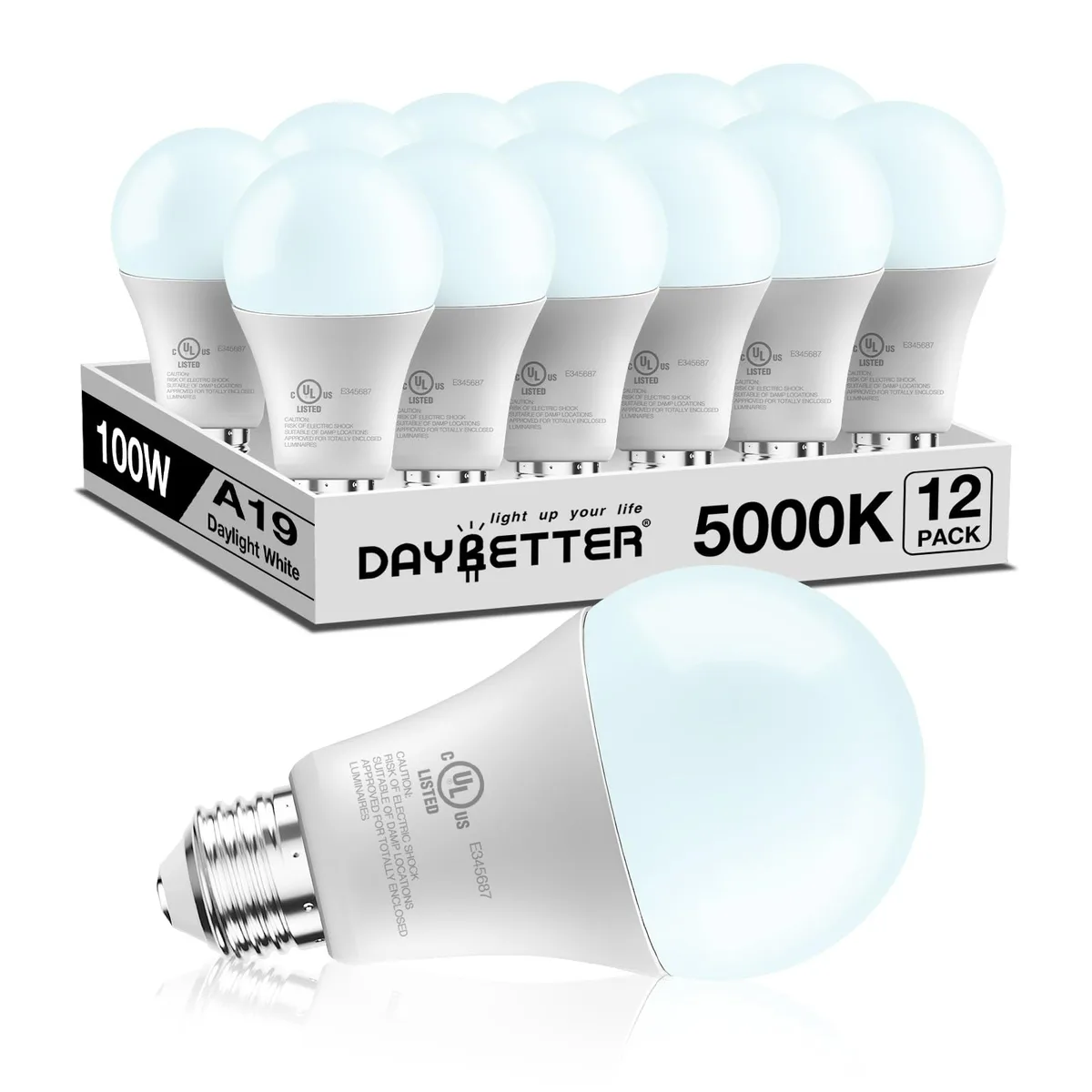  DAYBETTER A19 LED Light Bulbs 5000K 1500LM 15W E26 12 Pack — product photo