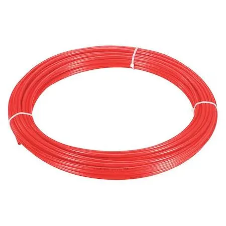 Coiled red nylon tubing, quarter inch outside diameter, fifty foot length