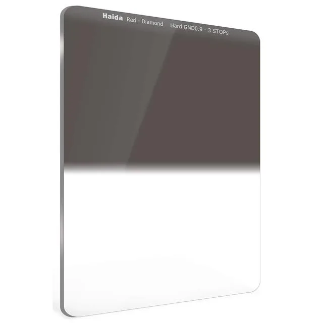 Rectangular 75x100mm glass filter with hard-edge graduated ND .9 coating