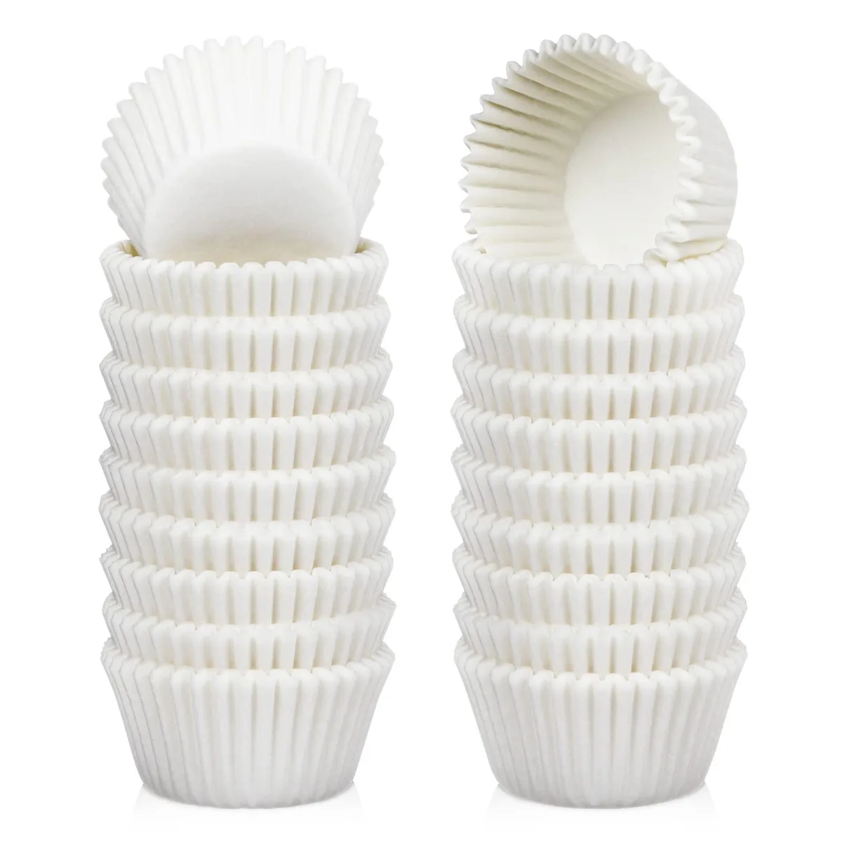 Stack of 500 white mini cupcake liners 2½ inches diameter greaseproof paper disposable
