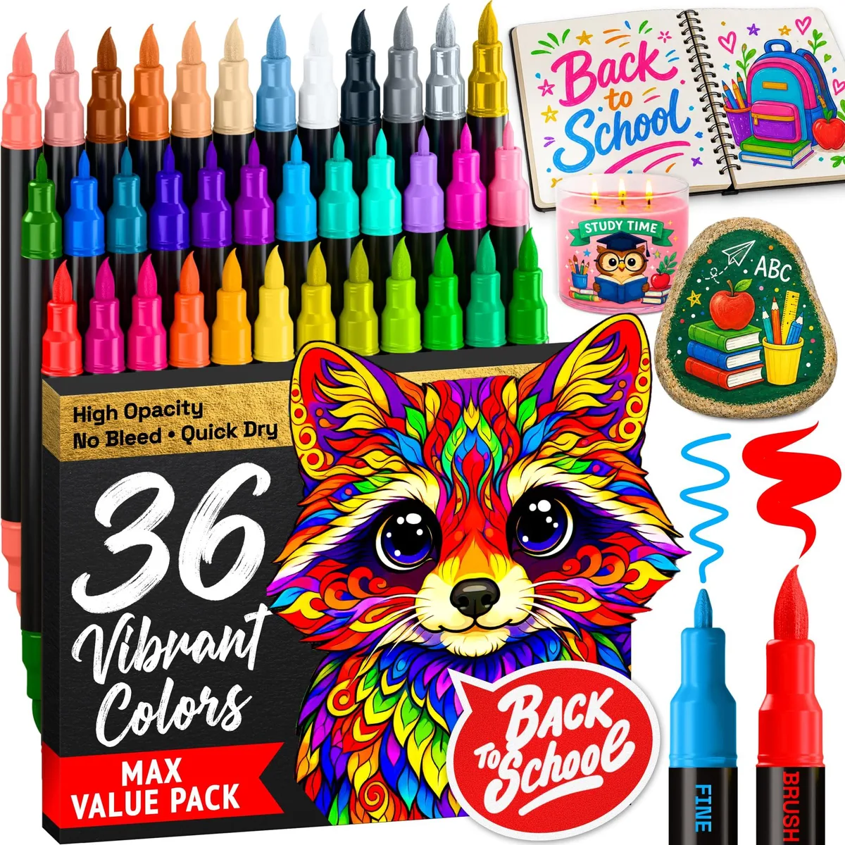 36 Acrylic Paint Markers DTBF0036-BB Broad Angle Chisel 15 mm — product photo