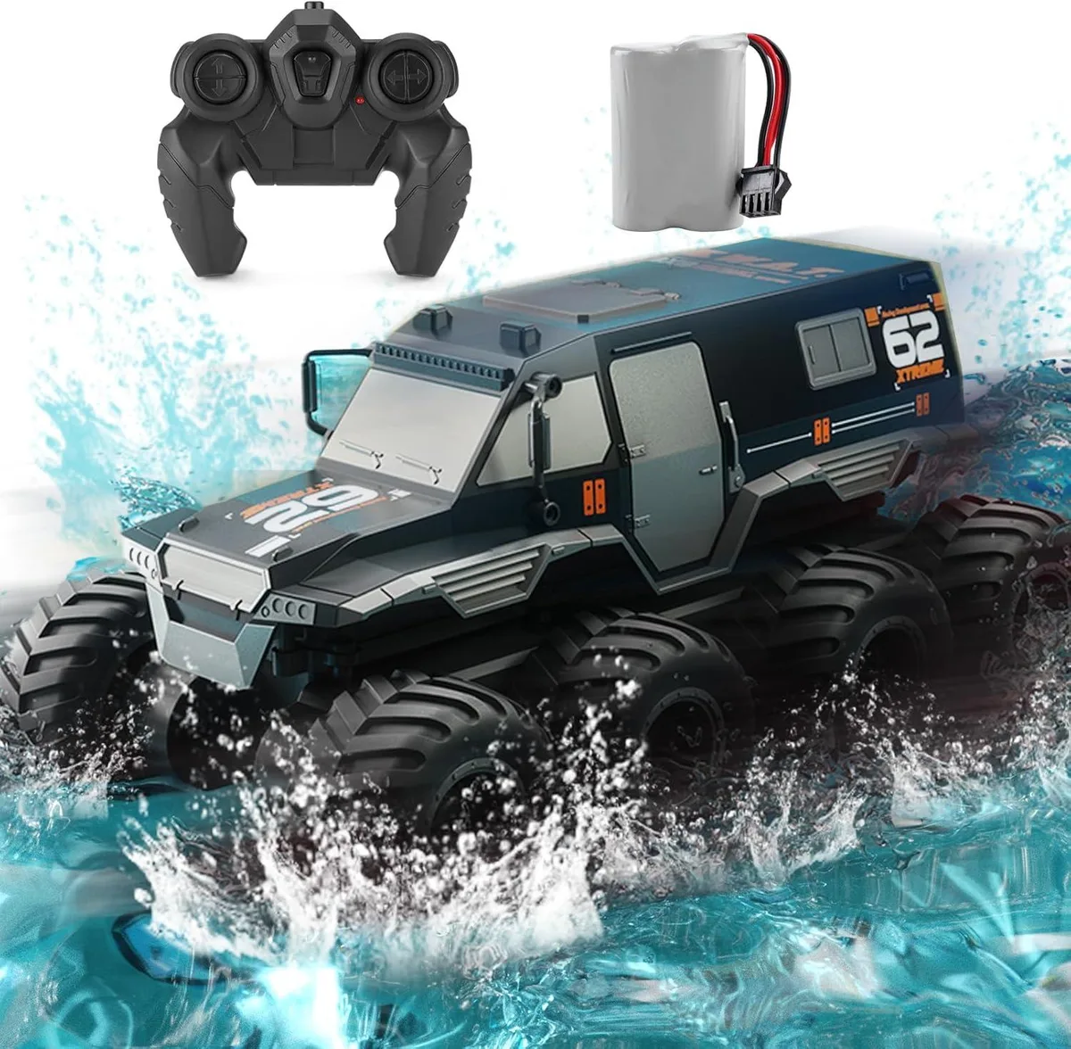 usbroway usbroway Amphibious RC Truck 1:12 8WD 2.4G Black — product photo