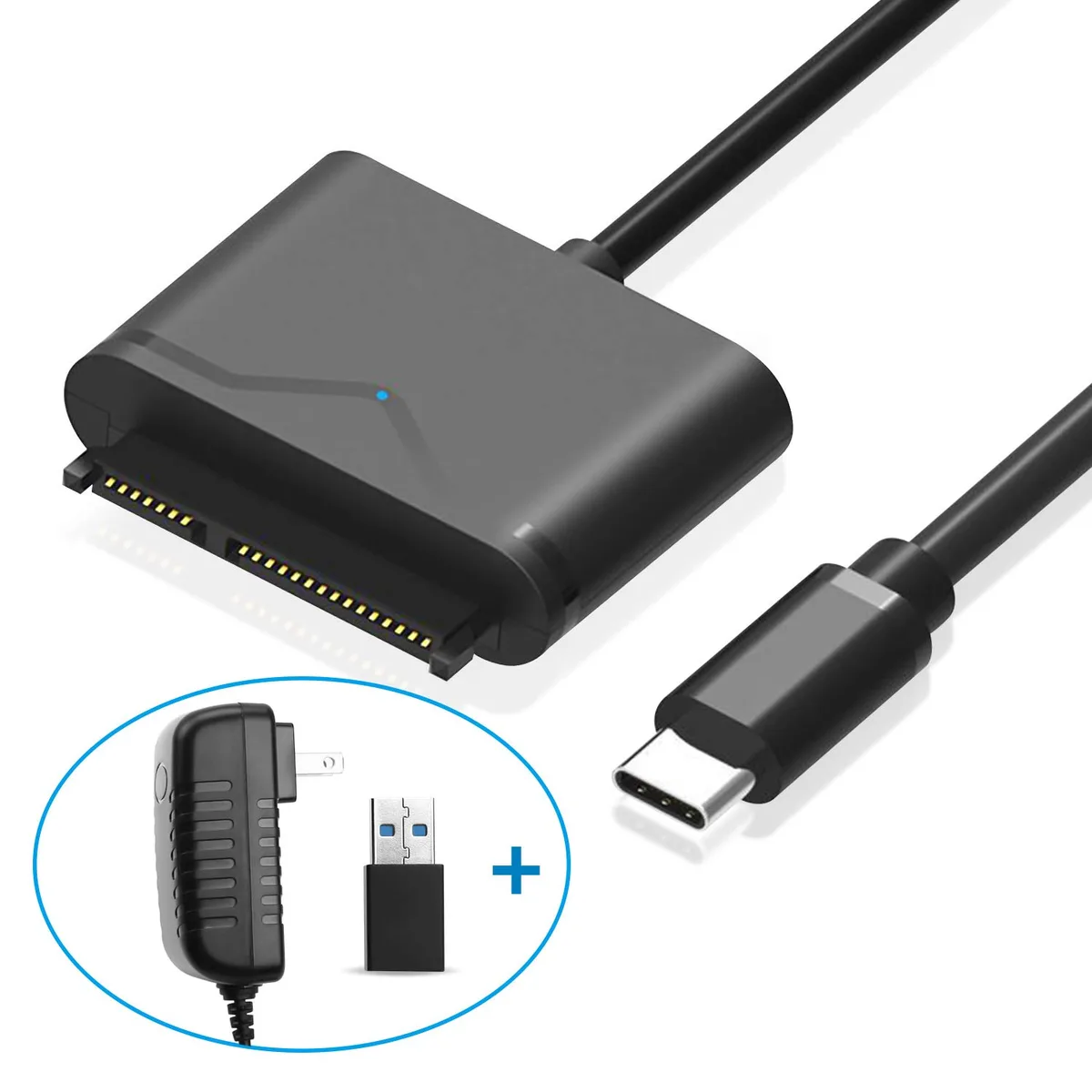Jansicotek Jansicotek Type-C &amp; USB 3.0 to SATA Adapter for 2.5/3.5 inch HDD SSD with 12V Power — product photo