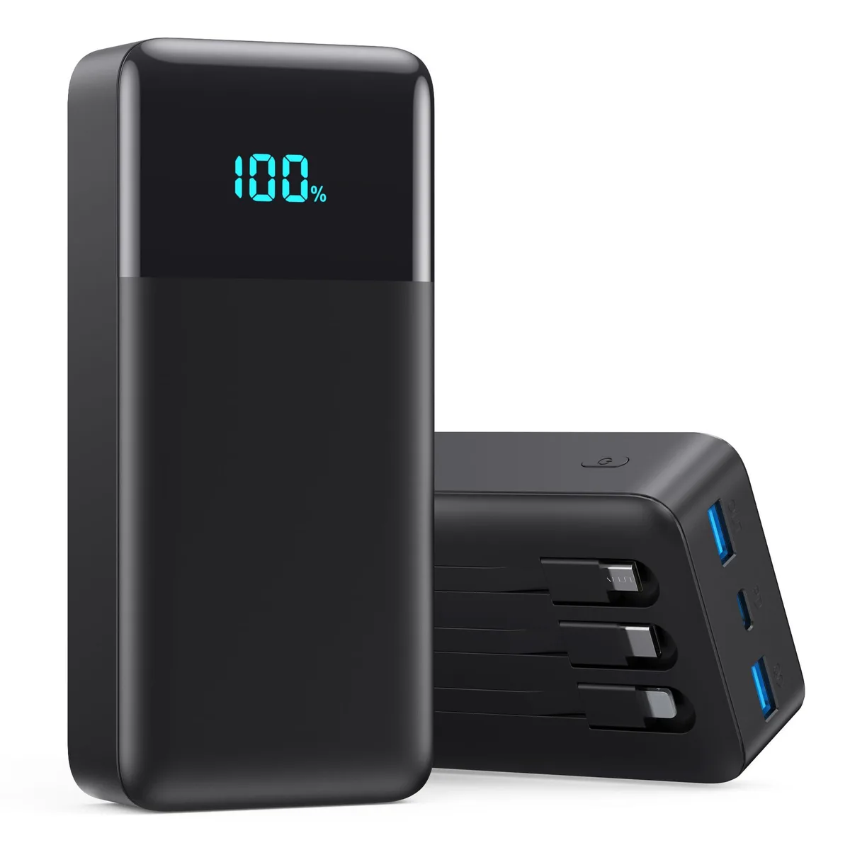  AONIMI T5 50800mAh Power Bank 25W PD QC4.0 6 Outputs 2 Inputs 3 Built-in Cables Black — product photo