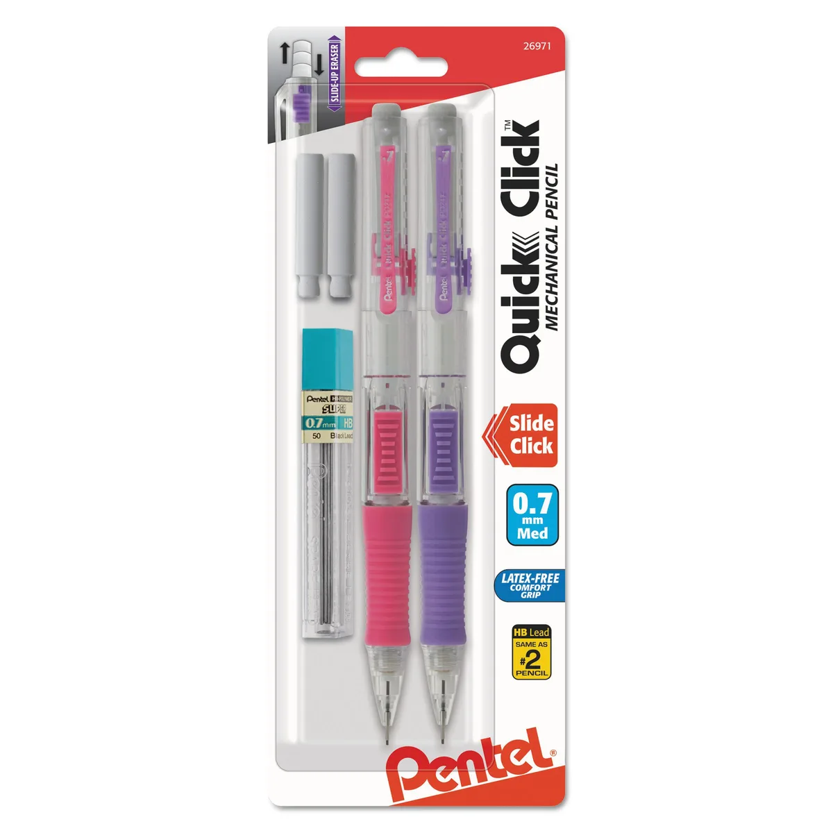Pentel of America, Ltd. Pentel of America, Ltd. QUICK CLICK Mechanical Pencil 0.7 mm 2/Pack — product photo